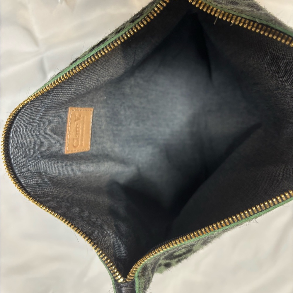 Clare V. Leopard Print Calf Hair Fold Over Zip Clutch - Picture 3 of 6